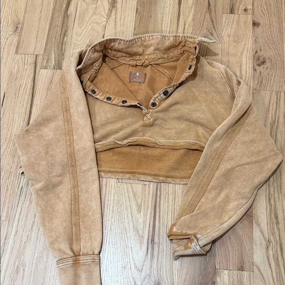 Free People Tan Cropped Sweater